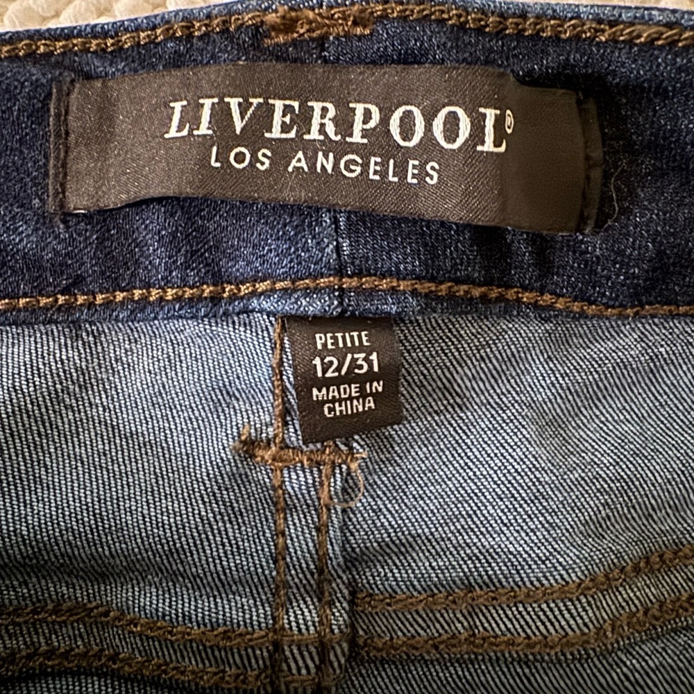 Liverpool Charlie Crop Skinny Jeans Rolled Cuff Dark Wash Petite 12/31 - Picture 2 of 7